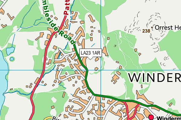 LA23 1AR map - OS VectorMap District (Ordnance Survey)