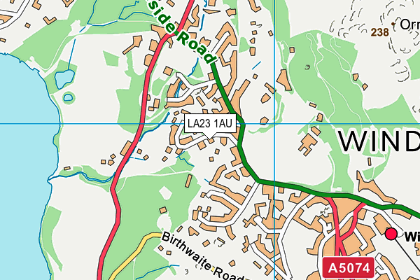 LA23 1AU map - OS VectorMap District (Ordnance Survey)