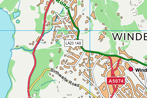 LA23 1AX map - OS VectorMap District (Ordnance Survey)