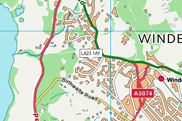 LA23 1AY map - OS VectorMap District (Ordnance Survey)