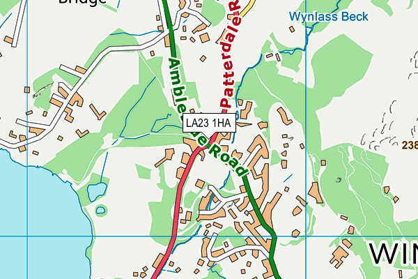 LA23 1HA map - OS VectorMap District (Ordnance Survey)