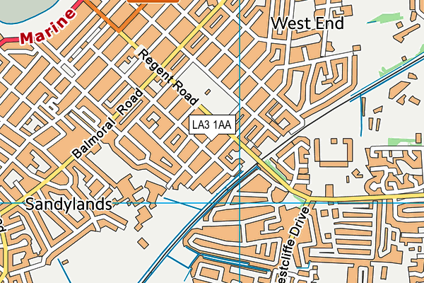 LA3 1AA map - OS VectorMap District (Ordnance Survey)