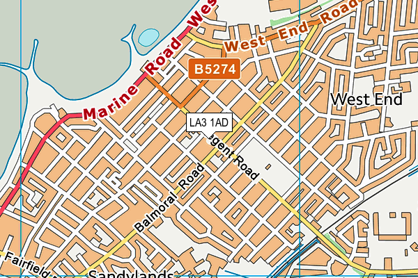 LA3 1AD map - OS VectorMap District (Ordnance Survey)