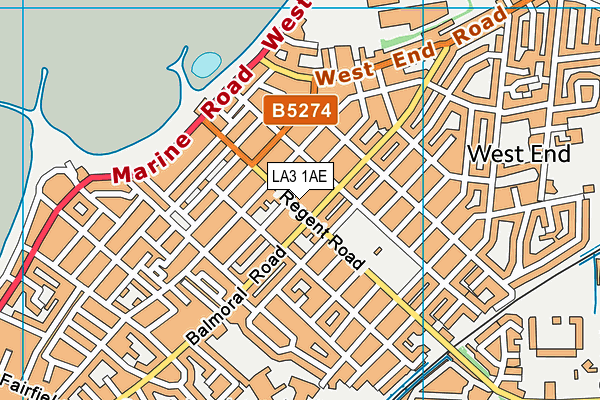 LA3 1AE map - OS VectorMap District (Ordnance Survey)