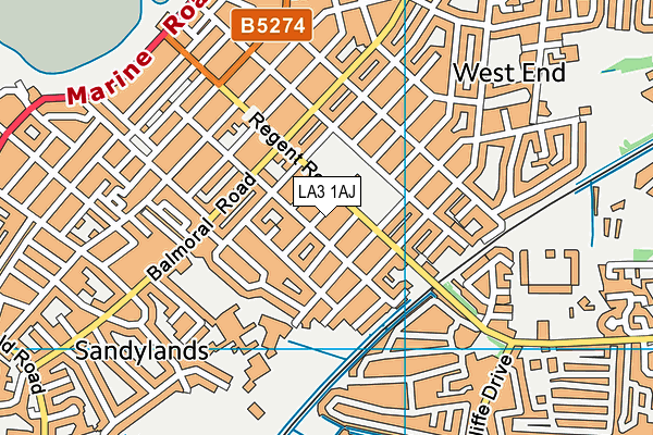 LA3 1AJ map - OS VectorMap District (Ordnance Survey)