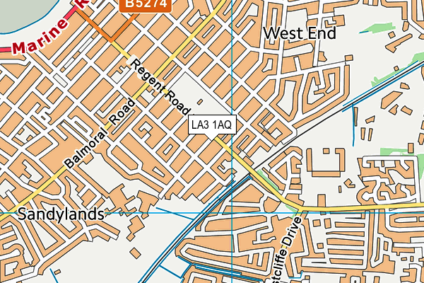 LA3 1AQ map - OS VectorMap District (Ordnance Survey)