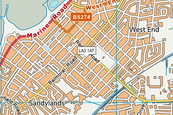 LA3 1AT map - OS VectorMap District (Ordnance Survey)