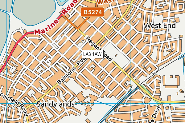 LA3 1AW map - OS VectorMap District (Ordnance Survey)