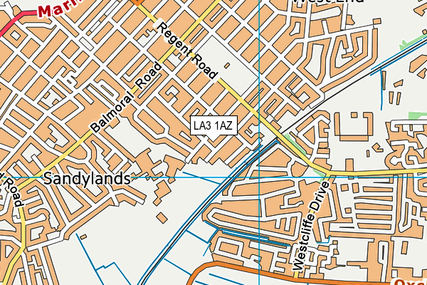 LA3 1AZ map - OS VectorMap District (Ordnance Survey)