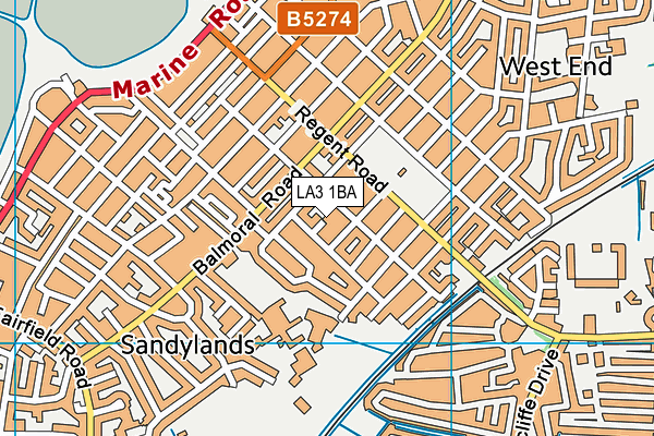 LA3 1BA map - OS VectorMap District (Ordnance Survey)