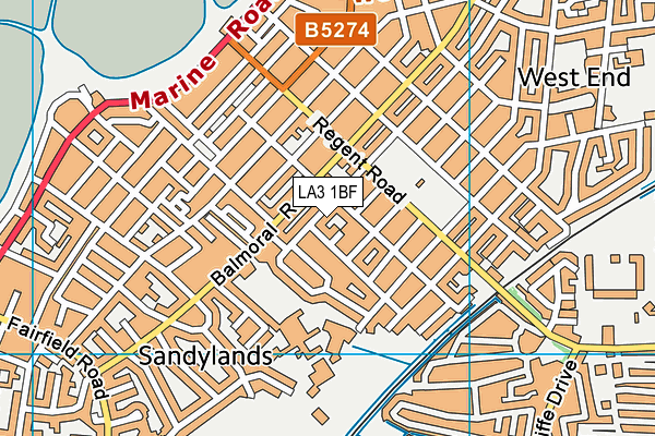 LA3 1BF map - OS VectorMap District (Ordnance Survey)