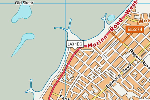 LA3 1DG map - OS VectorMap District (Ordnance Survey)