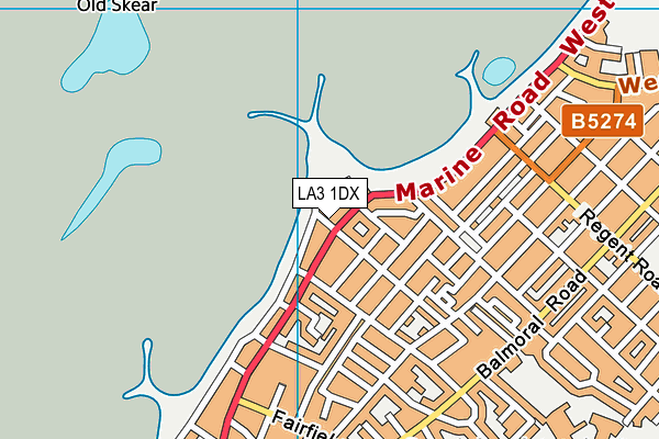 LA3 1DX map - OS VectorMap District (Ordnance Survey)