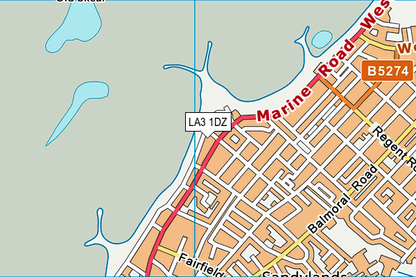 LA3 1DZ map - OS VectorMap District (Ordnance Survey)