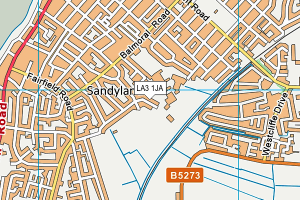 LA3 1JA map - OS VectorMap District (Ordnance Survey)