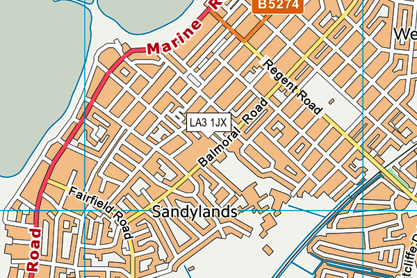 LA3 1JX map - OS VectorMap District (Ordnance Survey)