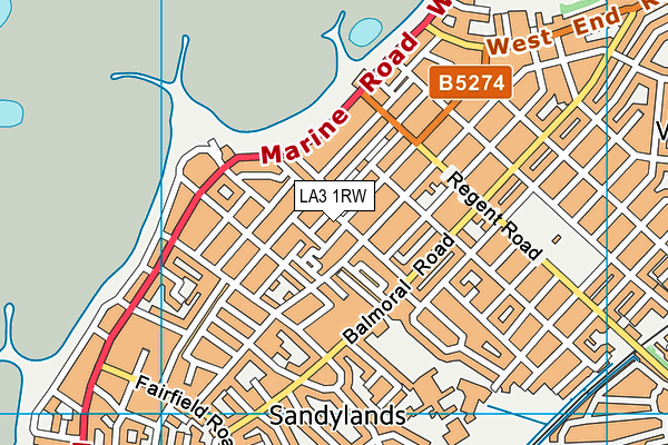 LA3 1RW map - OS VectorMap District (Ordnance Survey)