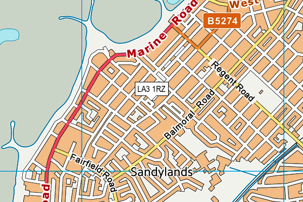 LA3 1RZ map - OS VectorMap District (Ordnance Survey)