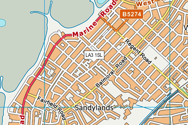 LA3 1SL map - OS VectorMap District (Ordnance Survey)