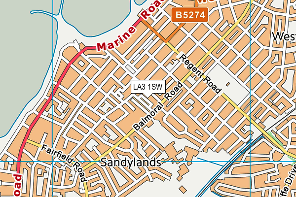 LA3 1SW map - OS VectorMap District (Ordnance Survey)
