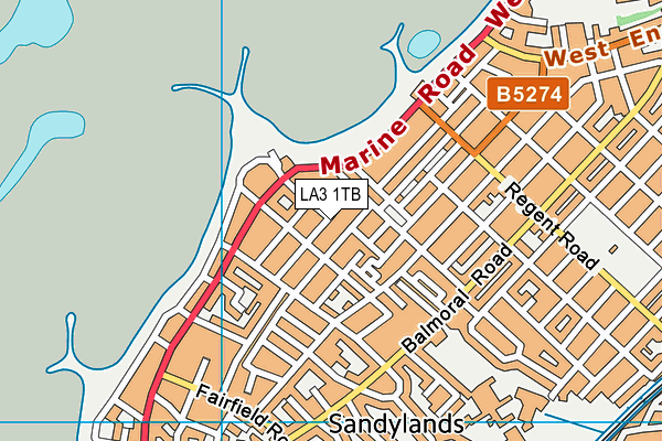 LA3 1TB map - OS VectorMap District (Ordnance Survey)