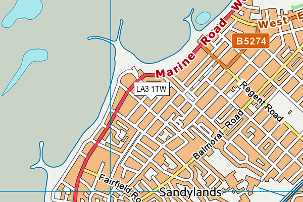 LA3 1TW map - OS VectorMap District (Ordnance Survey)