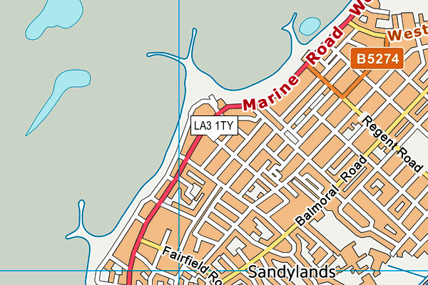 LA3 1TY map - OS VectorMap District (Ordnance Survey)