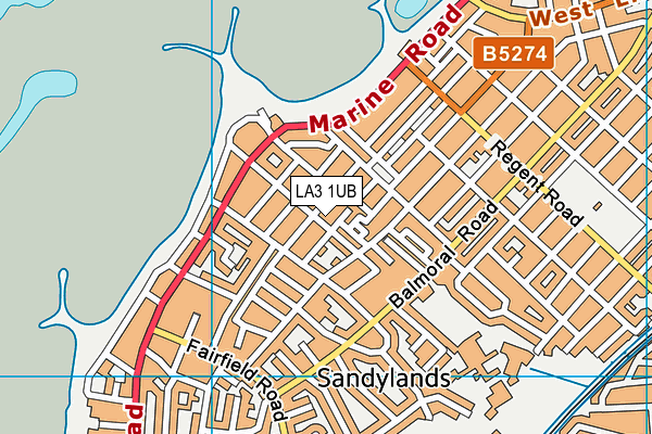 LA3 1UB map - OS VectorMap District (Ordnance Survey)