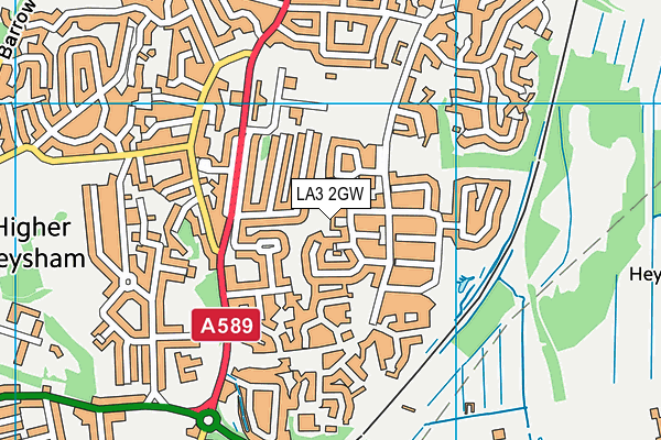 LA3 2GW map - OS VectorMap District (Ordnance Survey)