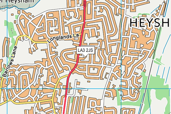 LA3 2JS map - OS VectorMap District (Ordnance Survey)