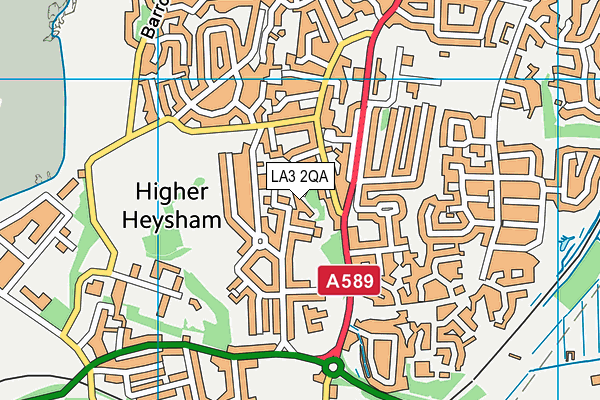 LA3 2QA map - OS VectorMap District (Ordnance Survey)