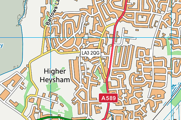 LA3 2QG map - OS VectorMap District (Ordnance Survey)