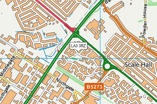 LA3 3RZ map - OS VectorMap District (Ordnance Survey)