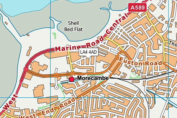 LA4 4AD map - OS VectorMap District (Ordnance Survey)