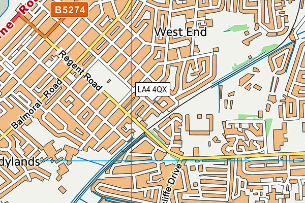 LA4 4QX map - OS VectorMap District (Ordnance Survey)