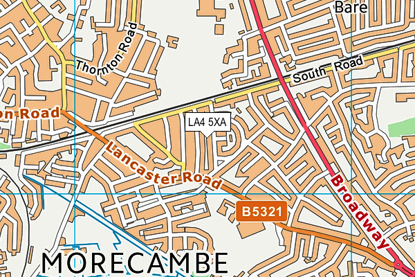LA4 5XA map - OS VectorMap District (Ordnance Survey)