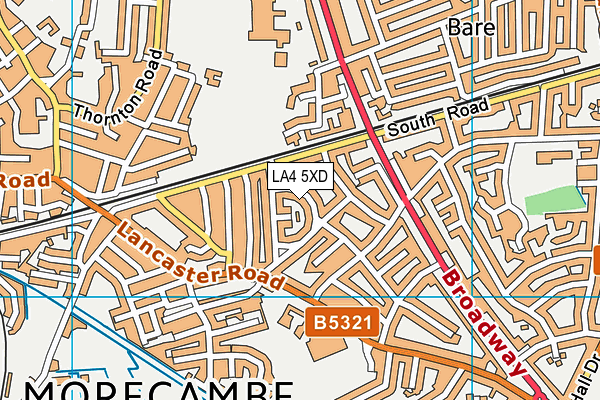 LA4 5XD map - OS VectorMap District (Ordnance Survey)