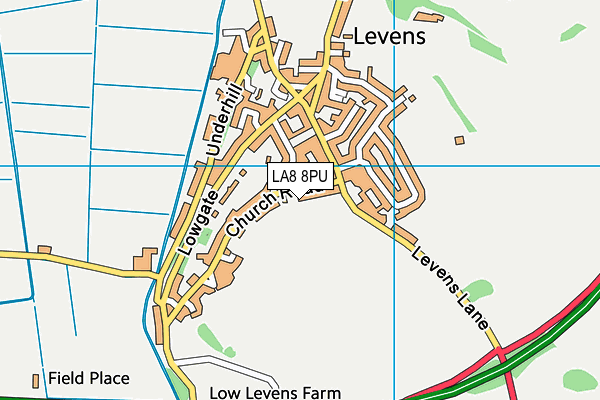 Levens Playing Field map (LA8 8PU) - OS VectorMap District (Ordnance Survey)