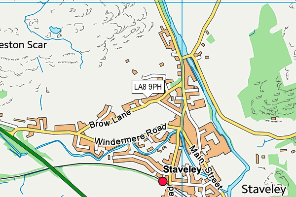 Staveley C Of E School map (LA8 9PH) - OS VectorMap District (Ordnance Survey)
