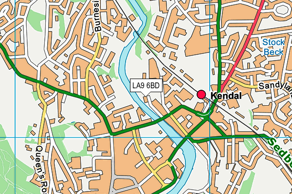 Kendal Lads And Girls Club map (LA9 6BD) - OS VectorMap District (Ordnance Survey)