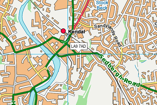 LA9 7AD map - OS VectorMap District (Ordnance Survey)