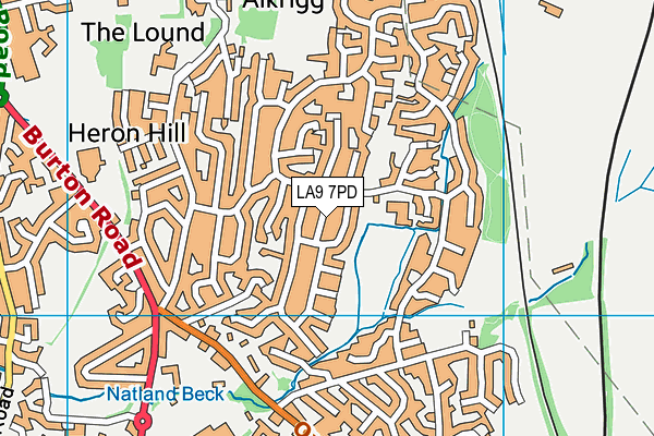 LA9 7PD map - OS VectorMap District (Ordnance Survey)