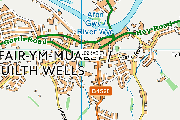 Map of BUILTH WELLS RUGBY FOOTBALL CLUB LIMITED at district scale