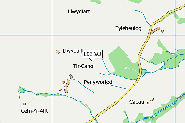 LD2 3AJ map - OS VectorMap District (Ordnance Survey)