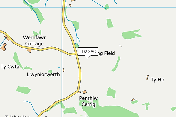 LD2 3AQ map - OS VectorMap District (Ordnance Survey)