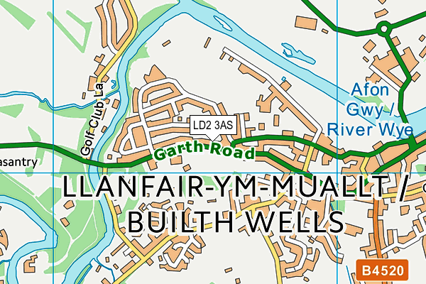 LD2 3AS map - OS VectorMap District (Ordnance Survey)