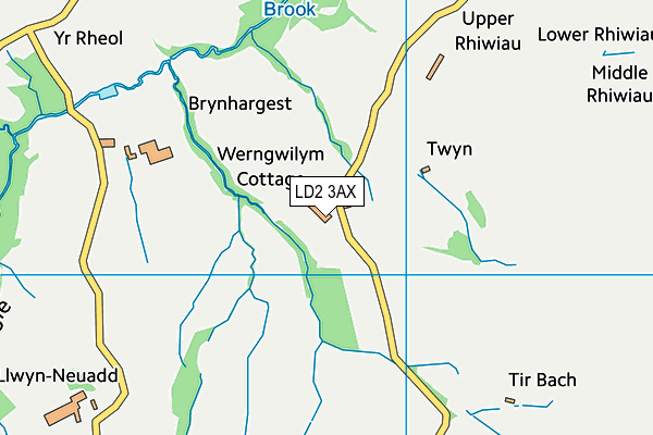 LD2 3AX map - OS VectorMap District (Ordnance Survey)