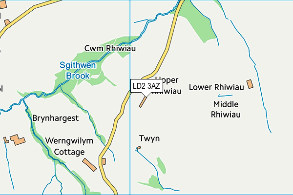 LD2 3AZ map - OS VectorMap District (Ordnance Survey)