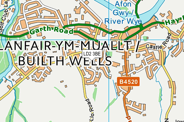 LD2 3BE map - OS VectorMap District (Ordnance Survey)