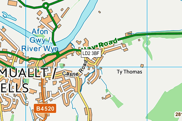 LD2 3BF map - OS VectorMap District (Ordnance Survey)